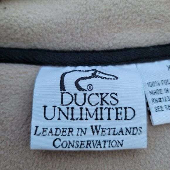DUCKS UNLIMITED Full Zip Tan Fleece Jacket XL - Picture 4 of 7
